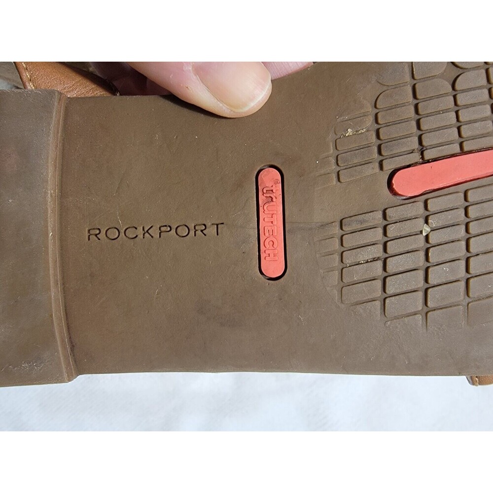 Rockport Total Motion Leather Flat Sandal Zadie Buckle‎ Brown Size 9 - Picture 3 of 14